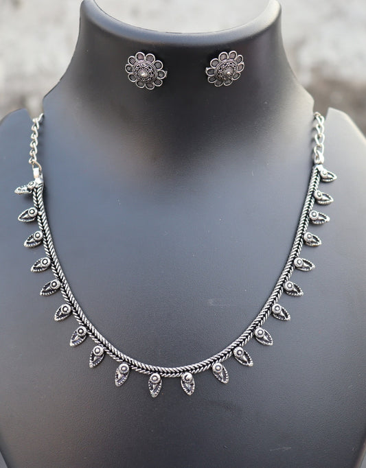 Beautiful oxidised silver necklace with earrings